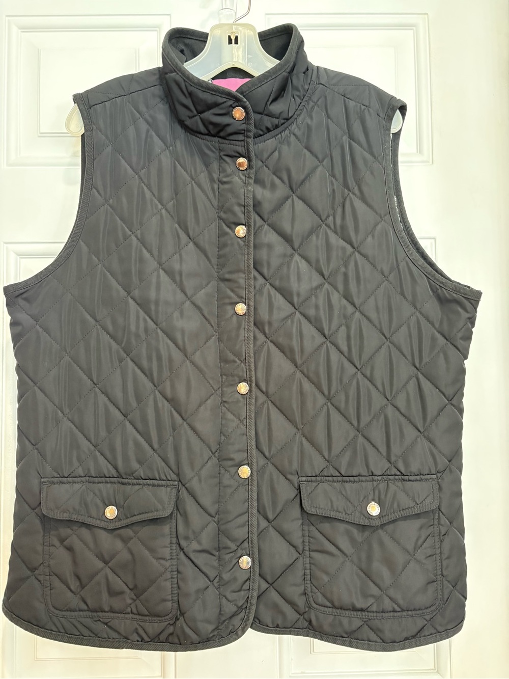 The Savile Row Co of London Black Quilted Vest With Gold Hardware, Size 1X